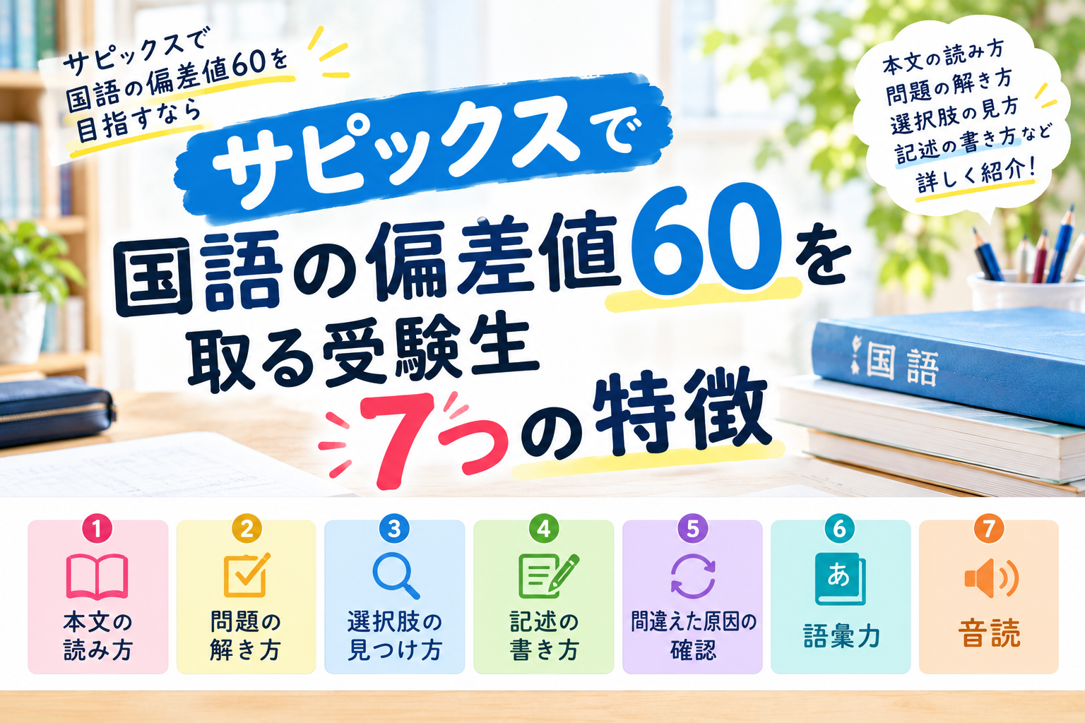 サピックスの国語で偏差値60を取る受験生7つの特徴